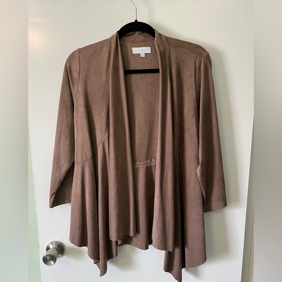 NWT Beautiful drape jacket, Small, Dusty-Taupe, Feels like Soft Suede - Picture 1 of 6